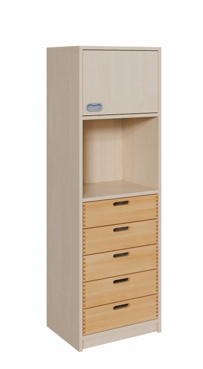 K Kombinationsschrank 160 cm, 5 Massivholzschübe/1 Tür re./li.